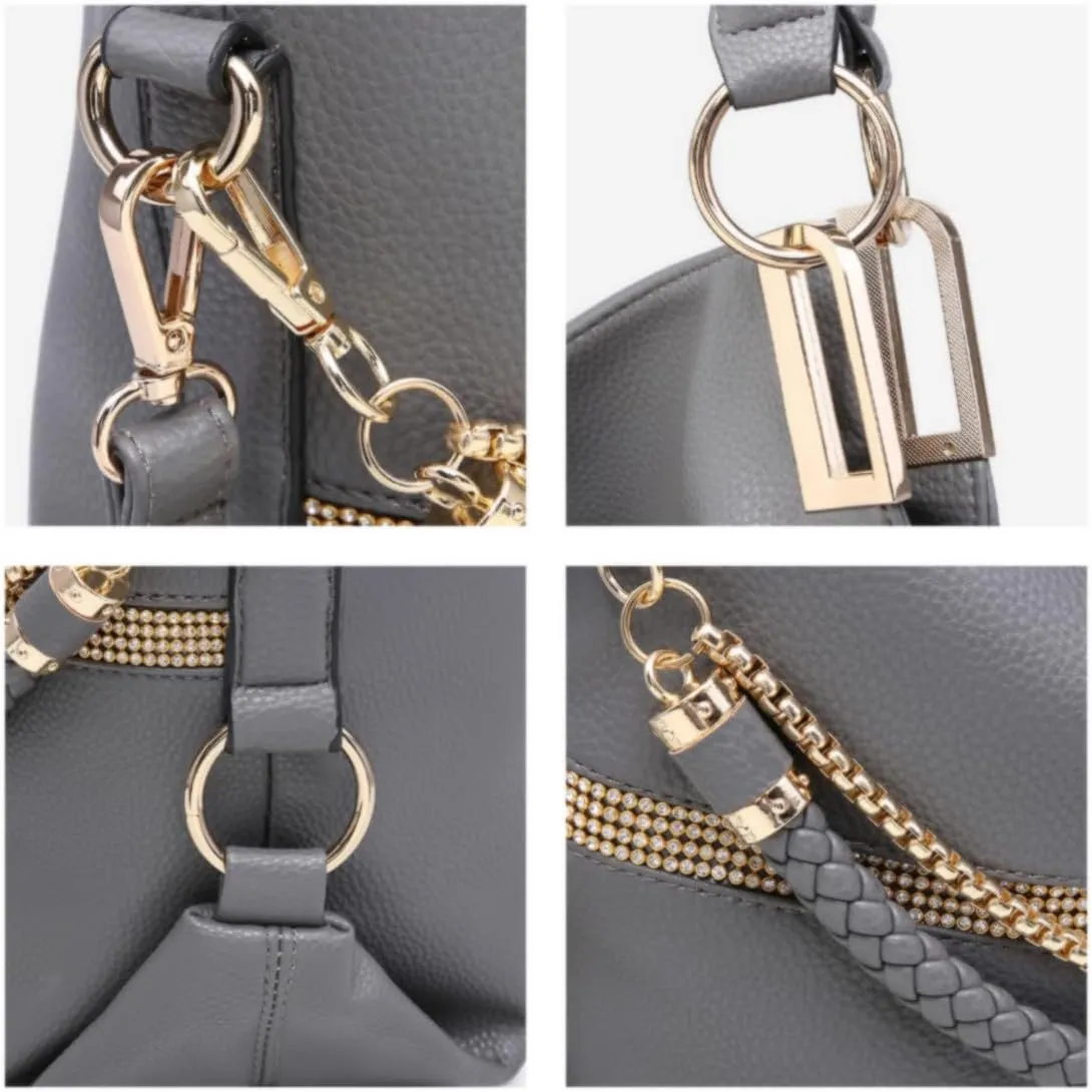 Dasein Purses for Women Vegan Leather Handbags Rhinestones Hobo Bags Tote Purse Shoulder Bag Ladies Handbag