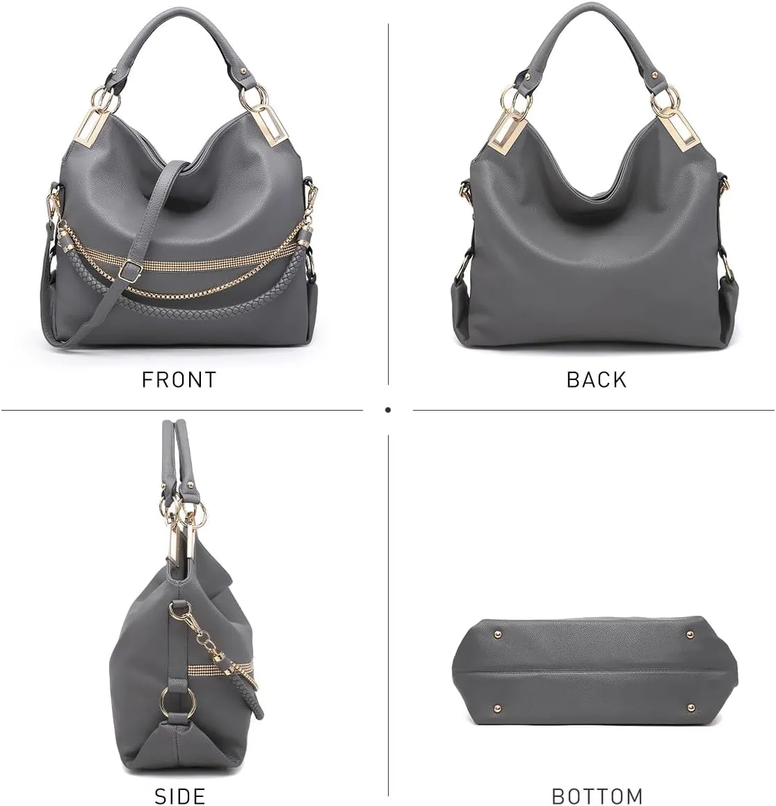 Dasein Purses for Women Vegan Leather Handbags Rhinestones Hobo Bags Tote Purse Shoulder Bag Ladies Handbag