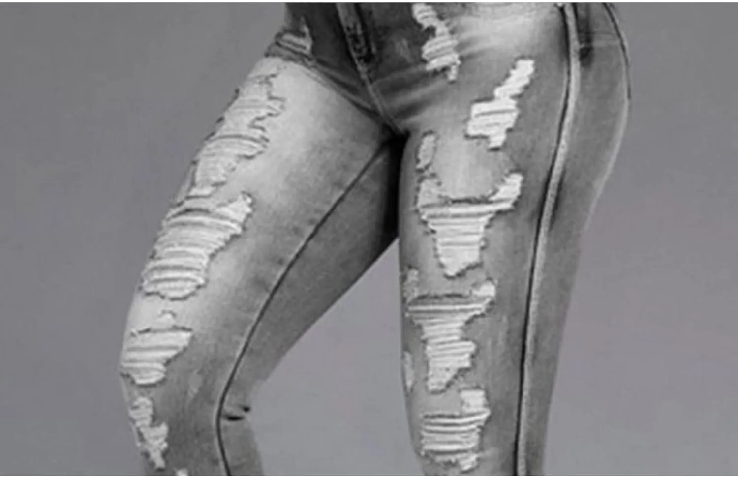 DGHM-JLMY Women's Scratch Ripped Skinny Jeans Distressed Butt Lifting Curvy Denim Pants Stretch Tight Destroyed Jeans