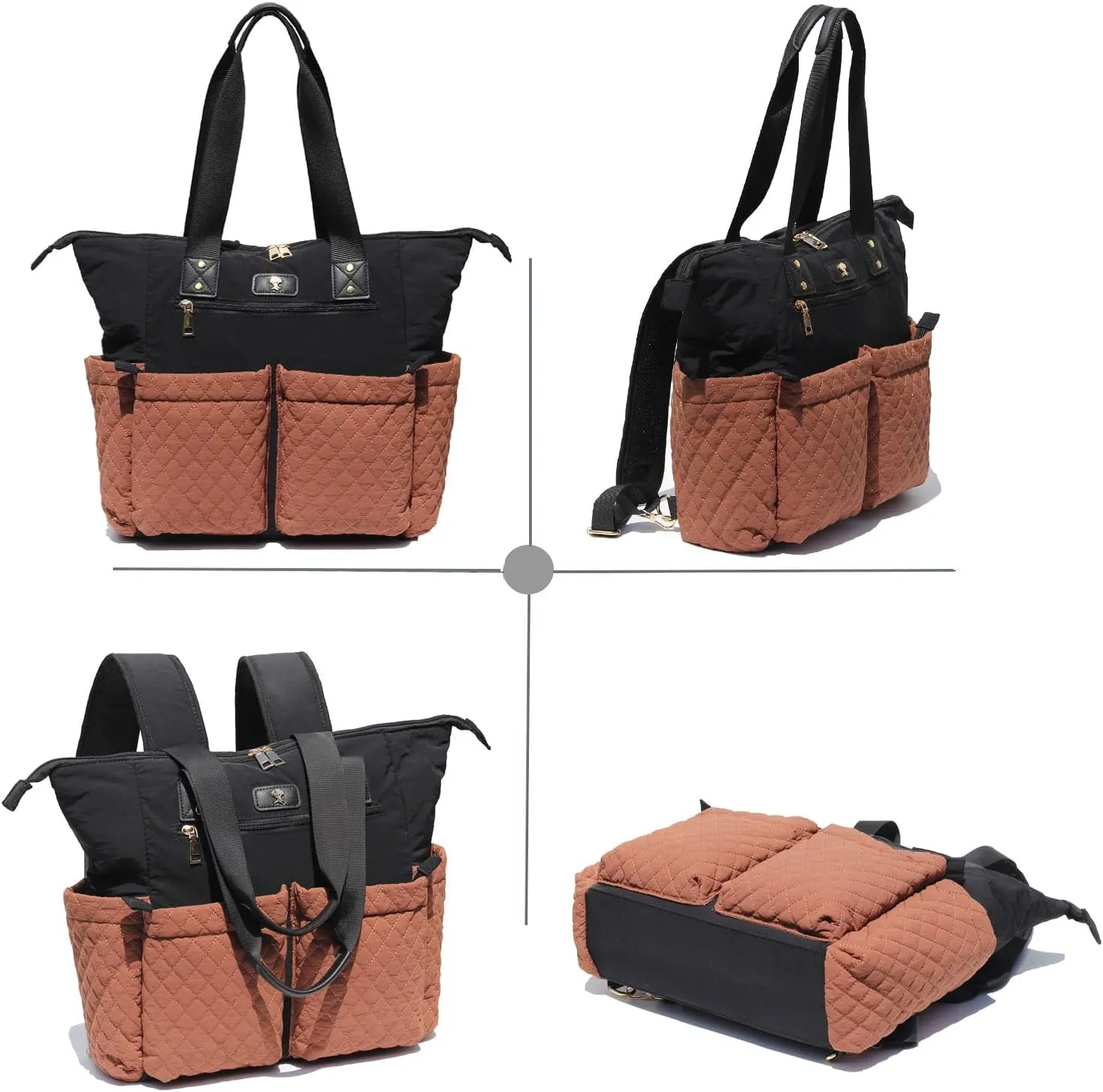 Diaper Tote Bag Totepack Backpack 2 in 1 for Women Multifunctional Large Capacity with Insulated Pockets Travel