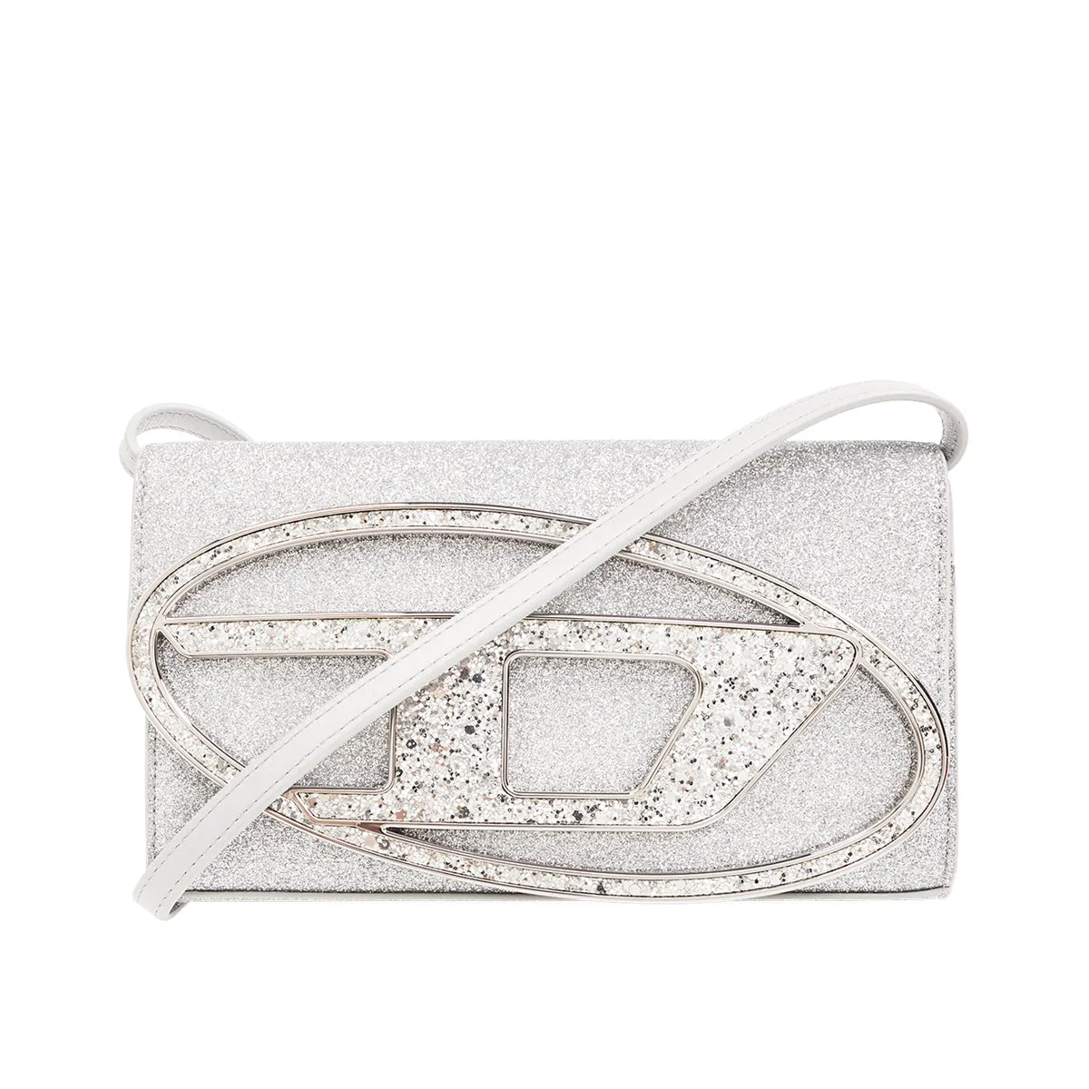 Diesel Silver ‘1dr’ Wallet With Shoulder Strap