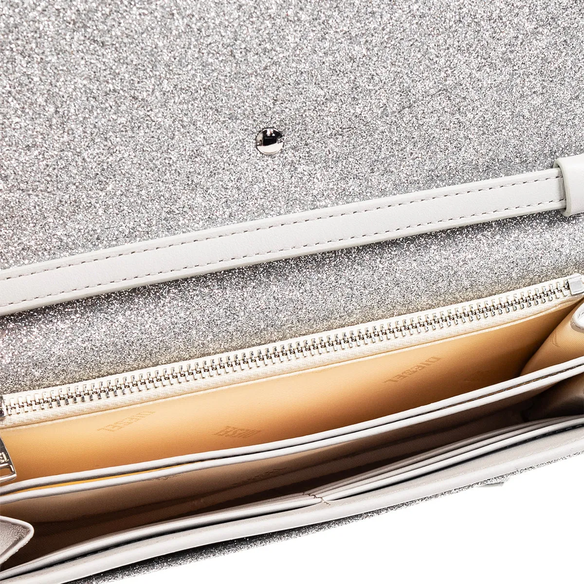 Diesel Silver ‘1dr’ Wallet With Shoulder Strap