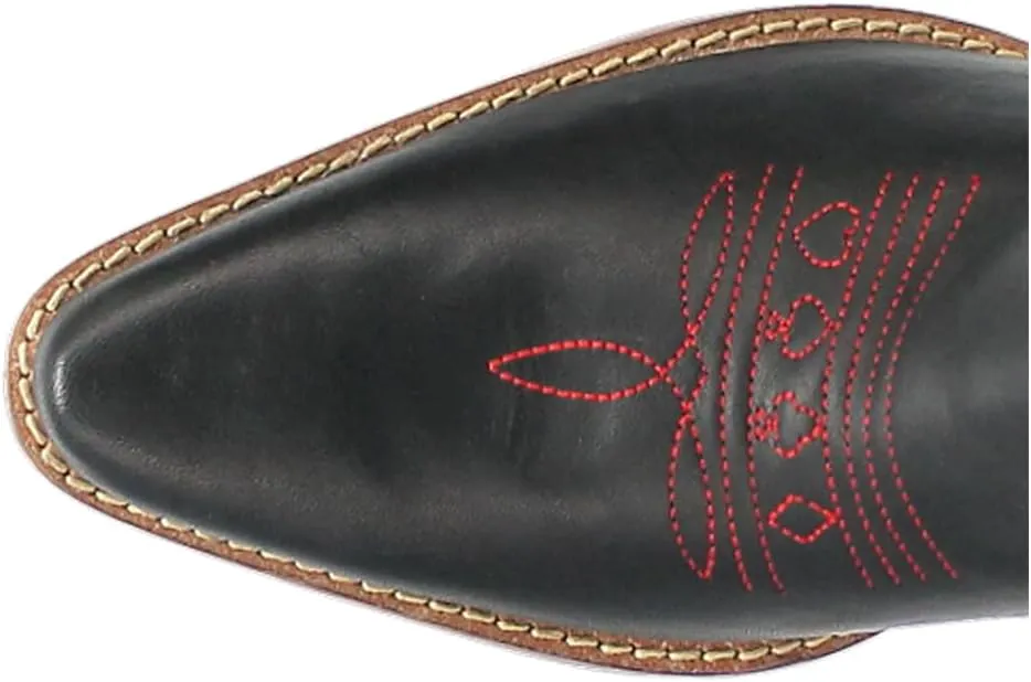 Dingo Womens Queen A Hearts Round Toe Embroidered Casual Boots Mid Calf Mid Heel 2-3" - Black