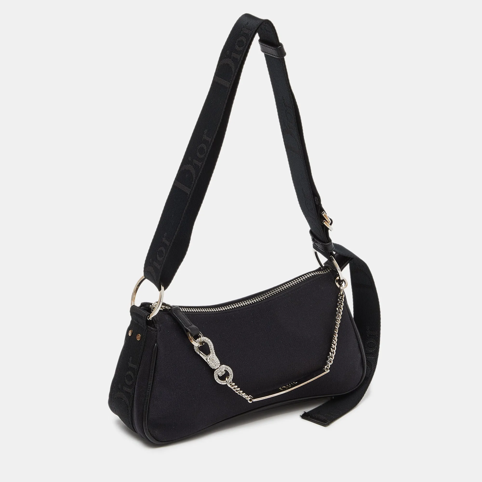 DIOR Black Canvas and Leather Hardcore Shoulder Bag