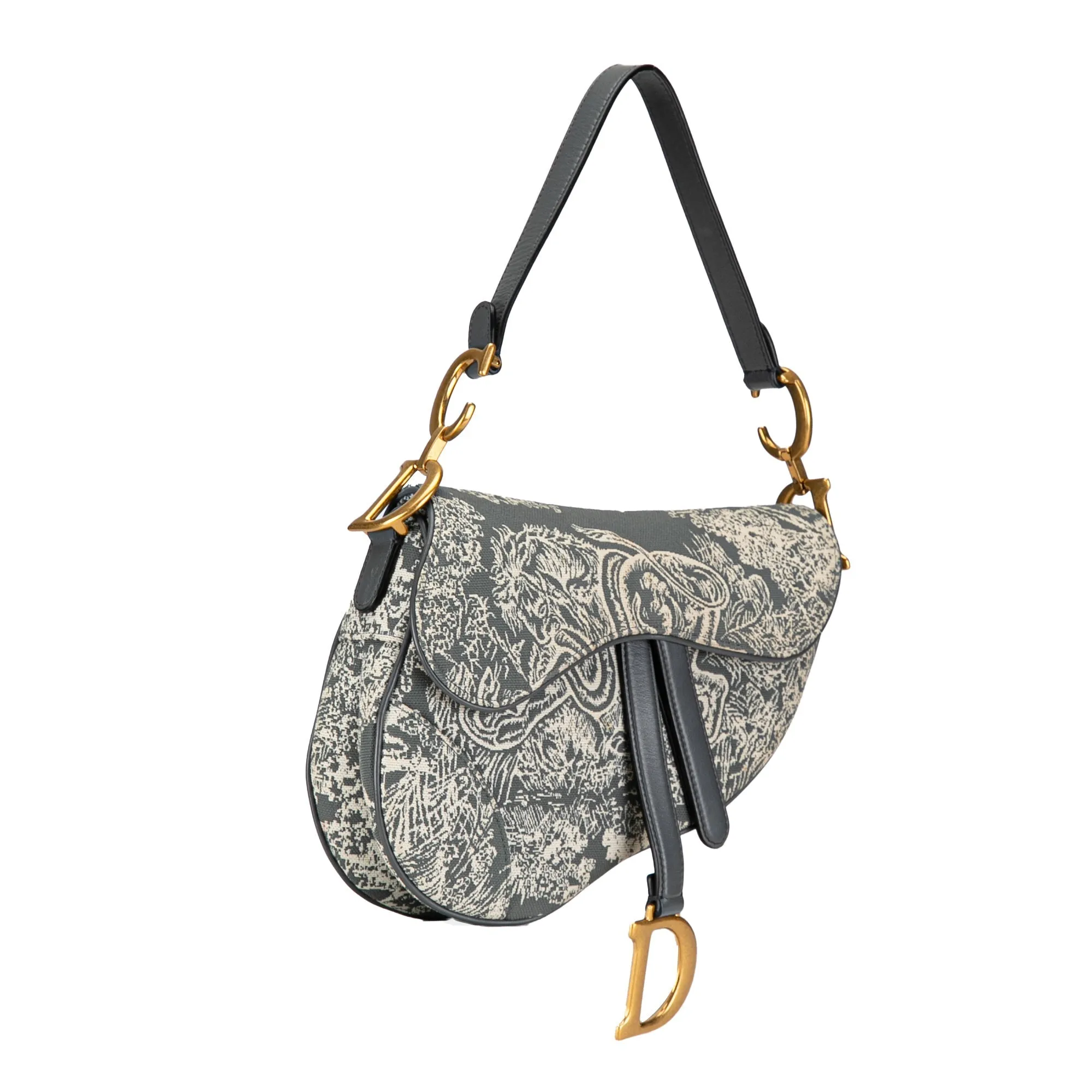 DIOR Medium Toile De Jouy Saddle Shoulder Bag