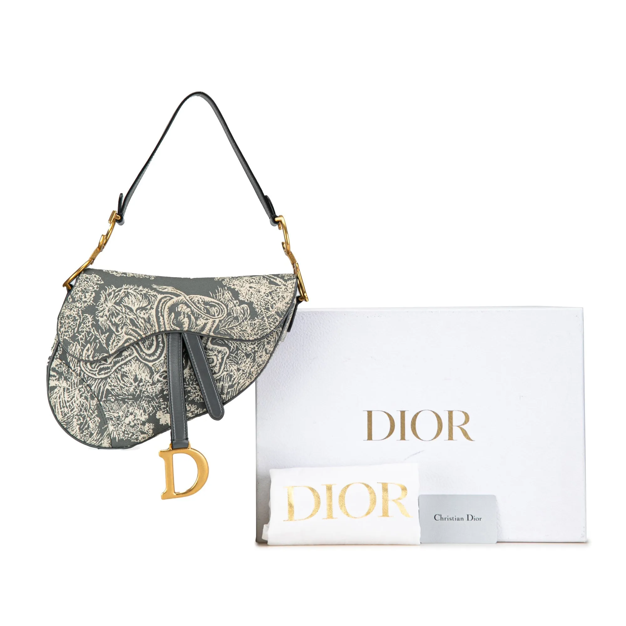 DIOR Medium Toile De Jouy Saddle Shoulder Bag