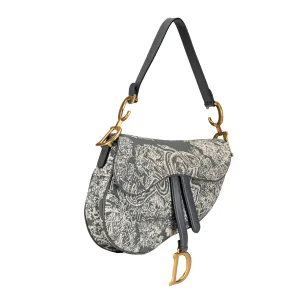 DIOR Medium Toile De Jouy Saddle Shoulder Bag