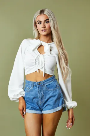 Distressed Back Denim Shorts