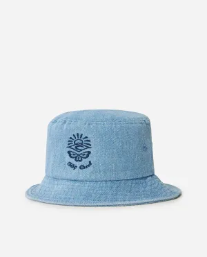 Distressed Denim Bucket Hat - Mid Blue