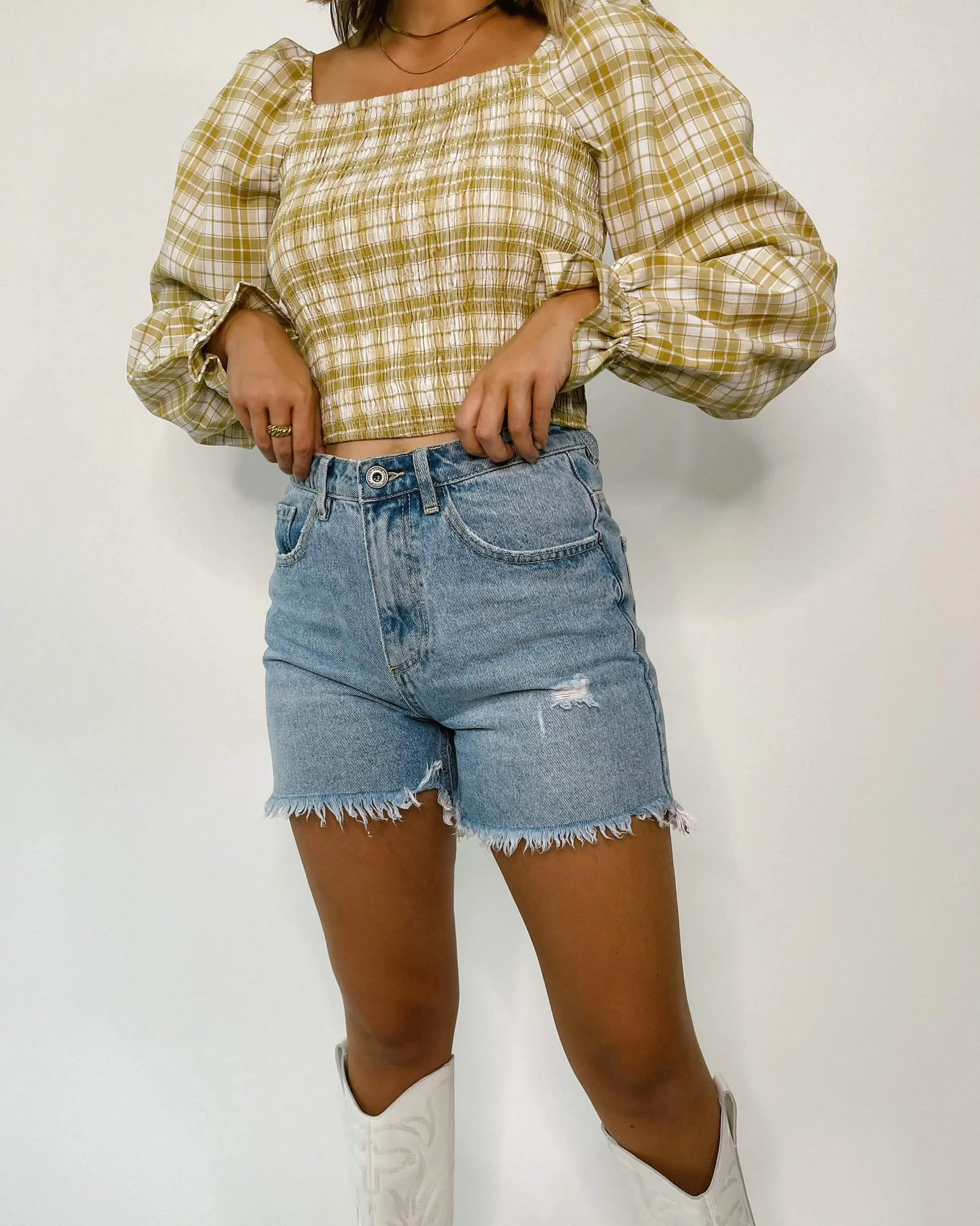 Distressed Denim Shorts