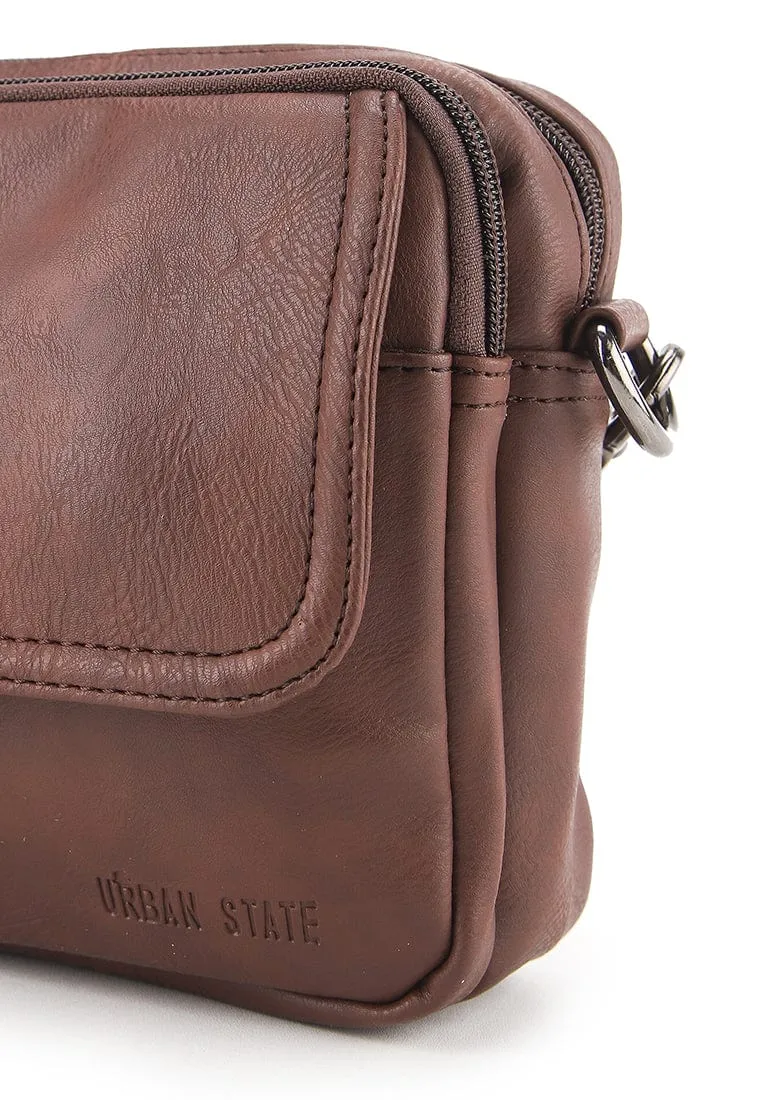 Distressed Leather Charter Crossbody Bag - Dark Brown