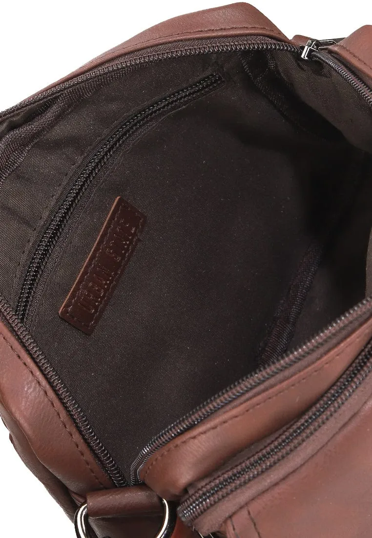 Distressed Leather Charter Crossbody Bag - Dark Brown