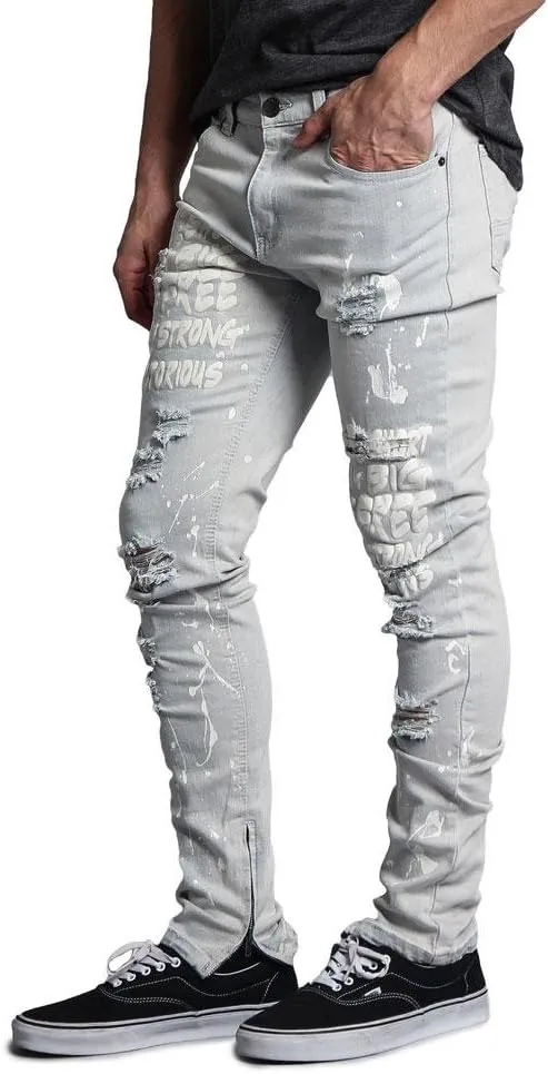 Distressed Ripped and Torn Streetwear Jeans