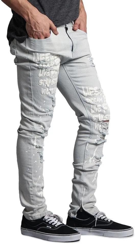 Distressed Ripped and Torn Streetwear Jeans