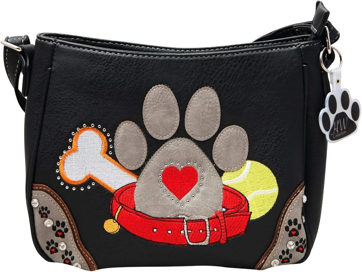 Dog Paw Print Handbag Small Crossbody Bag Shoulder Purse Women Wallet Set