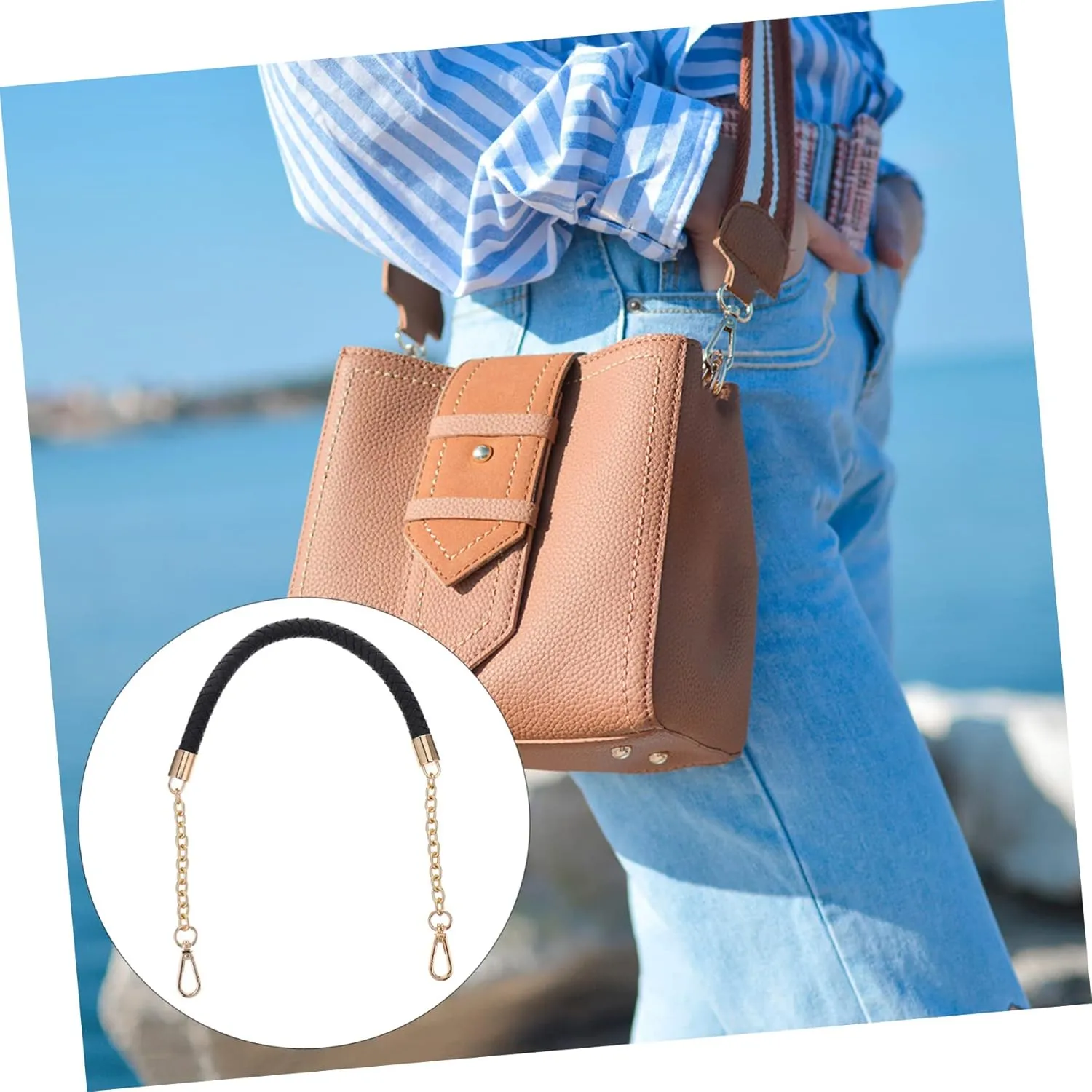 DOITOOL 3pcs Elegant Leather Bag Strap Replacement Strap Bag Decor DIY Shoulder Strap for Women