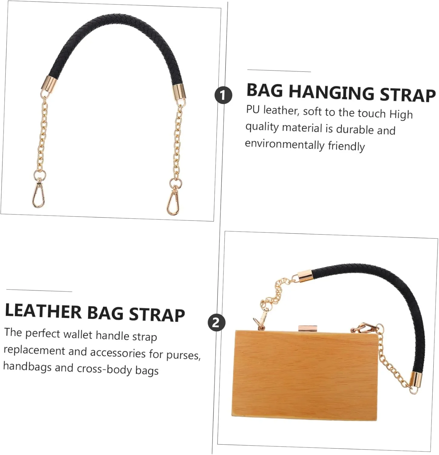 DOITOOL 3pcs Elegant Leather Bag Strap Replacement Strap Bag Decor DIY Shoulder Strap for Women