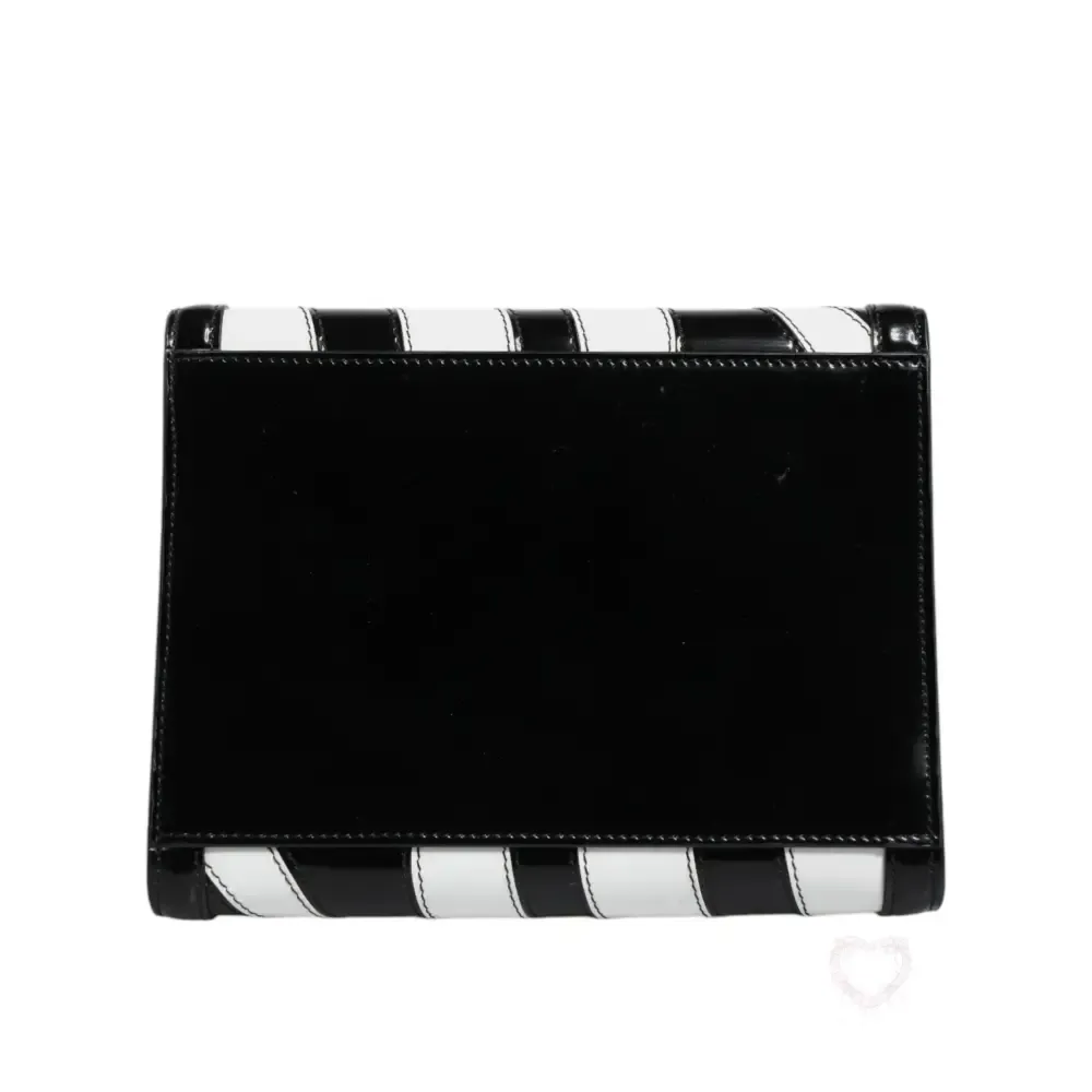 Dolce & Gabbana Black White Zebra Patchwork Logo Plaque Shoulder Bag