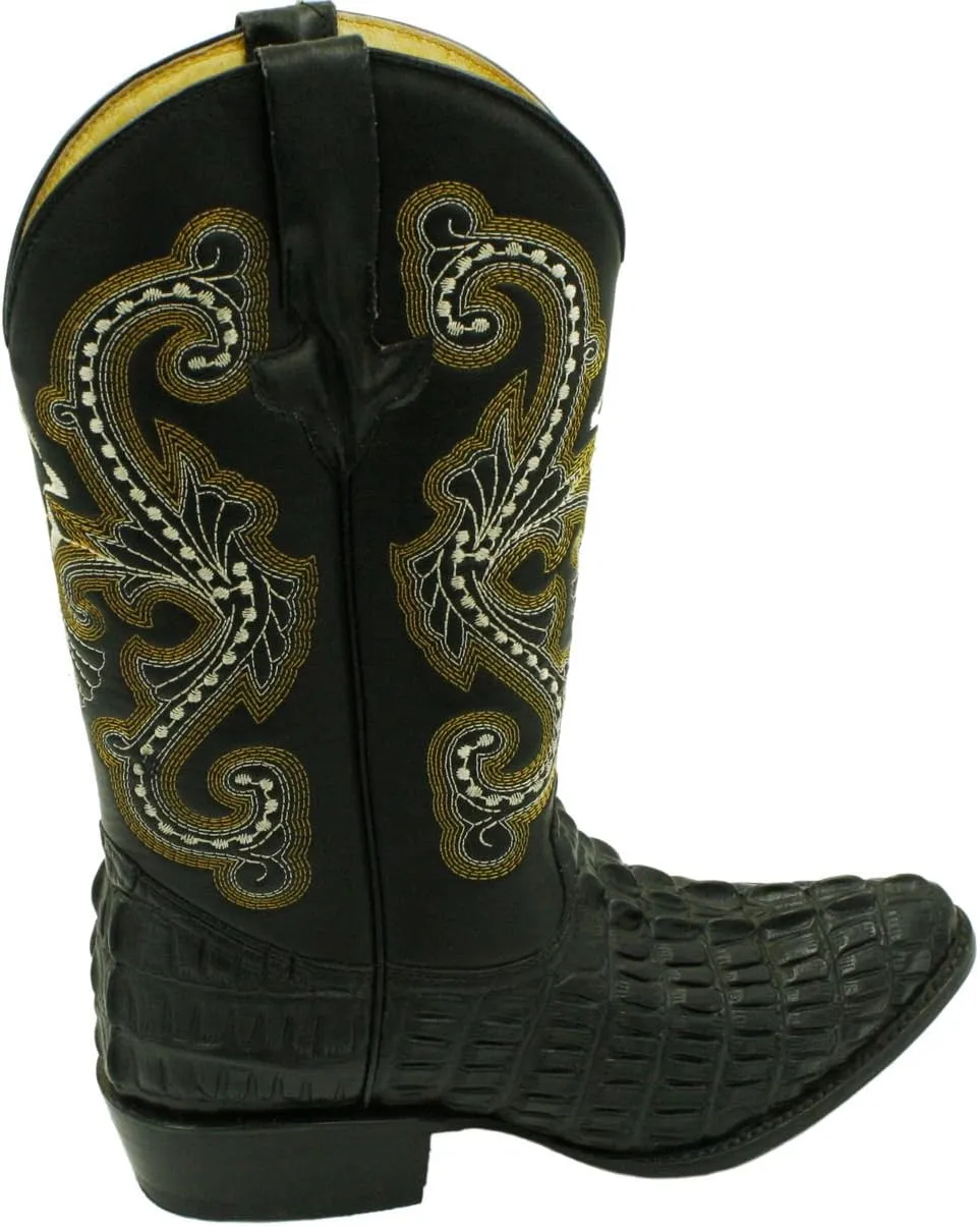 Dona Michi Men's Genuine Leather Crocodile Print J Toe Cow Boy Boots With Free Belt