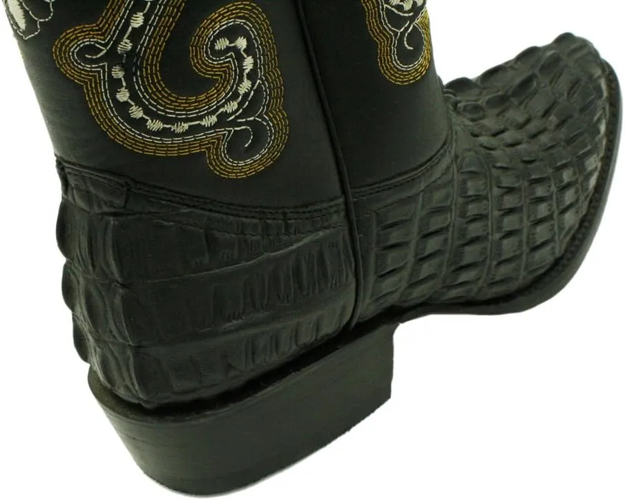 Dona Michi Men's Genuine Leather Crocodile Print J Toe Cow Boy Boots With Free Belt