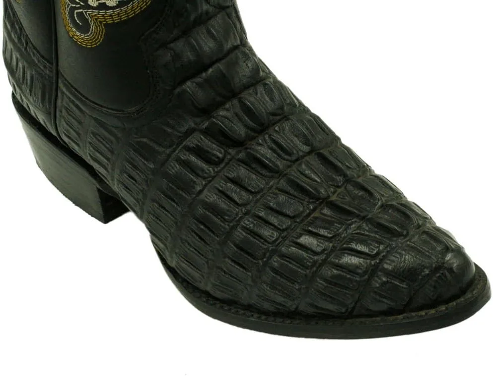 Dona Michi Men's Genuine Leather Crocodile Print J Toe Cow Boy Boots With Free Belt