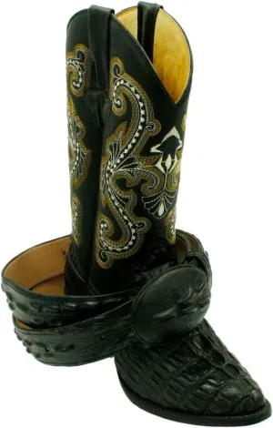 Dona Michi Men's Genuine Leather Crocodile Print J Toe Cow Boy Boots With Free Belt