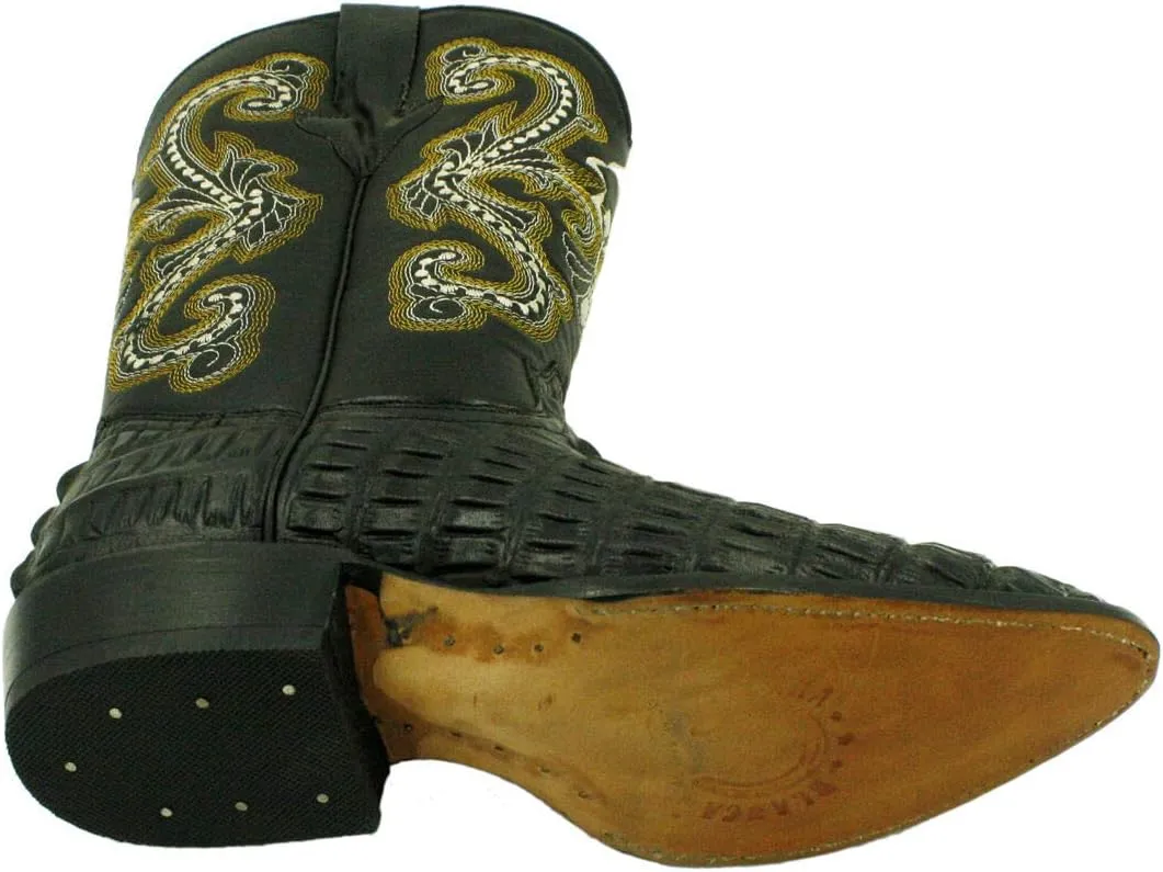 Dona Michi Men's Genuine Leather Crocodile Print J Toe Cow Boy Boots With Free Belt