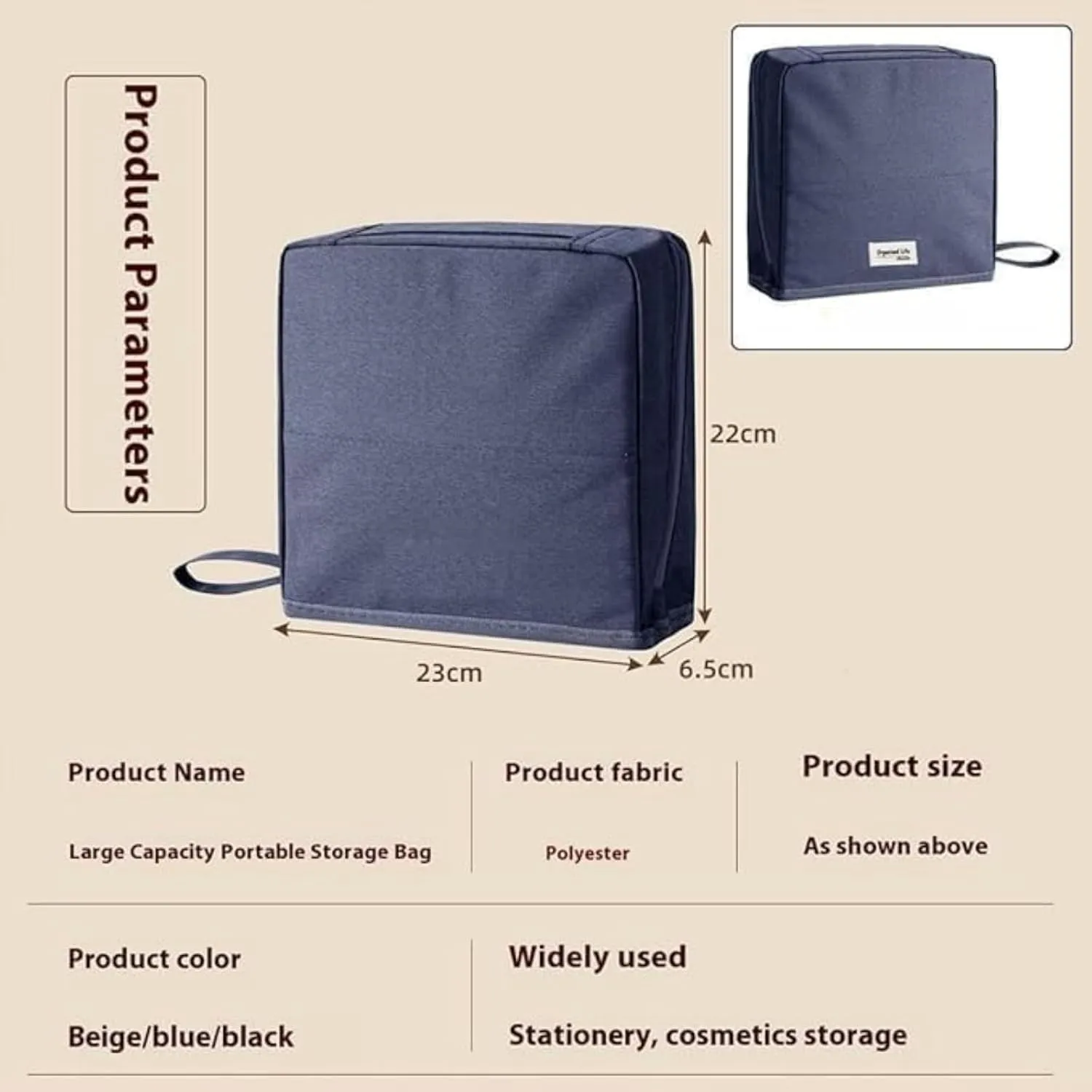 Doresty Makeup Bag, Doresty Multi-purpose Large Capacity Oxford Cloth Standing Makeup Bag, Makeup Bags with Compartments and Handle, Portable Travel Makeup Organizer (Gray)