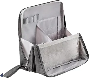 Doresty Makeup Bag, Doresty Multi-purpose Large Capacity Oxford Cloth Standing Makeup Bag, Makeup Bags with Compartments and Handle, Portable Travel Makeup Organizer (Gray)