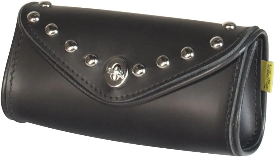 Dowco Willie & Max 8066A-L Water Resistant Low Mount Studded Leather Windshield Bag: Black, 3 Liter Capacity, Fits Most Metric Cruiser Windshields