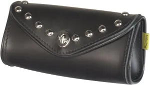 Dowco Willie & Max 8066A-L Water Resistant Low Mount Studded Leather Windshield Bag: Black, 3 Liter Capacity, Fits Most Metric Cruiser Windshields
