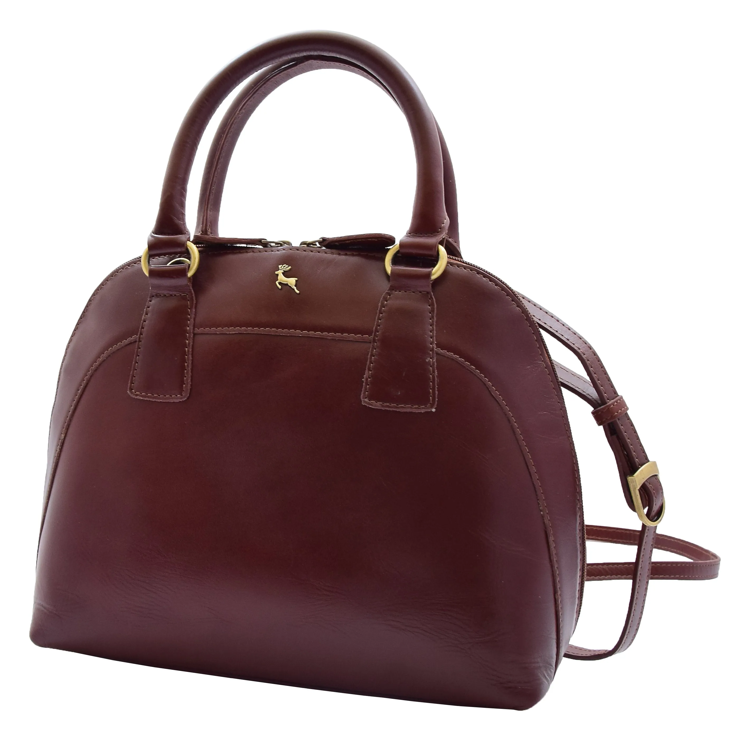 DR303 Women's Doctor Style Leather Handbag Hobo Bag Organiser Chestnut