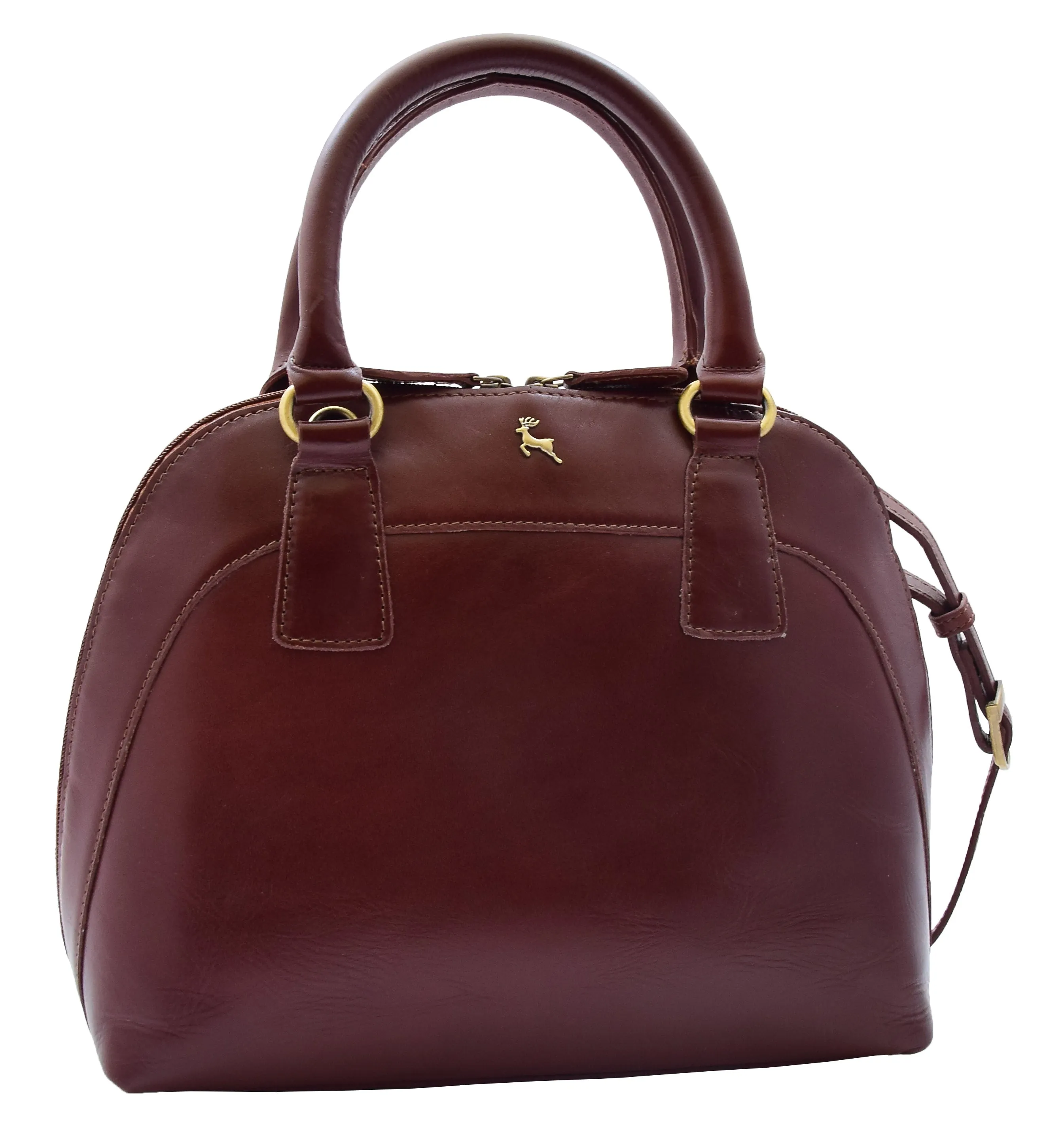 DR303 Women's Doctor Style Leather Handbag Hobo Bag Organiser Chestnut