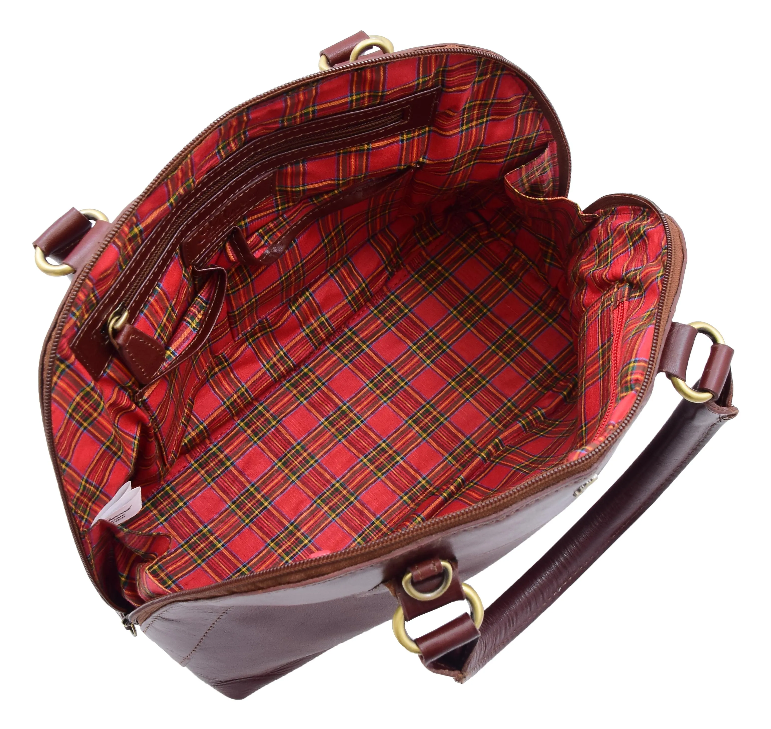 DR303 Women's Doctor Style Leather Handbag Hobo Bag Organiser Chestnut