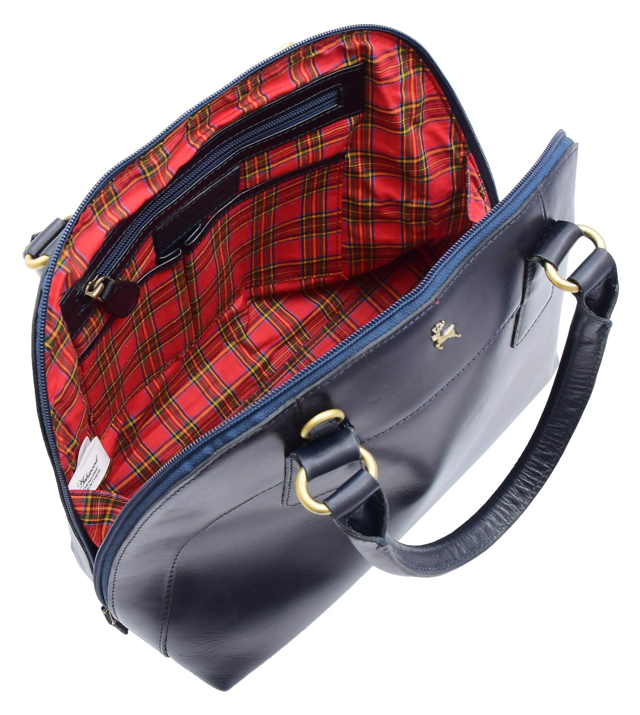 DR303 Women's Doctor Style Leather Handbag Hobo Bag Organiser Navy