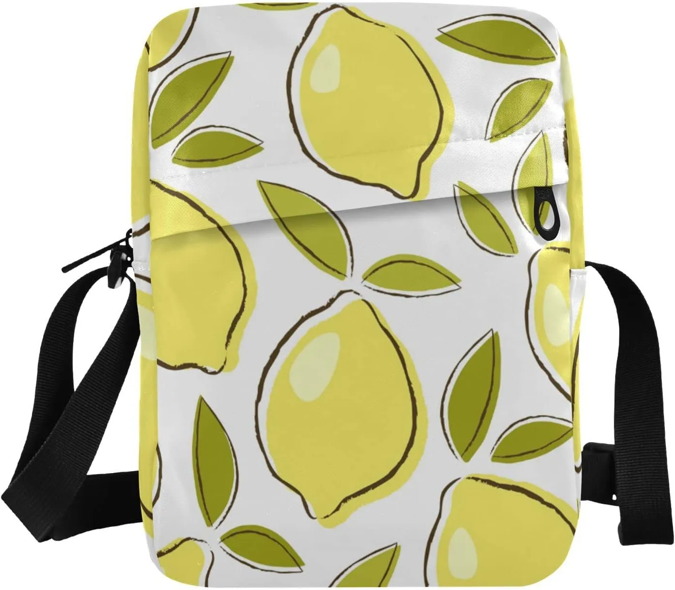 Drawn Yellow Juicy Lemons Fruit Small Crossbody Bag Travel Wallet Side Shoulder Bag