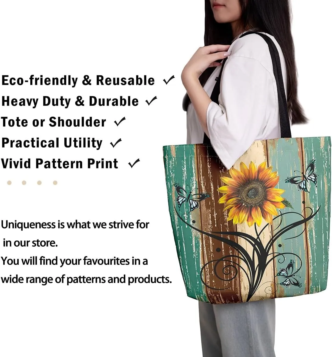 Dreamcatcher Canvas Tote Bag Boho Dream Catcher Feather Shoulder Handbag,Tribal Exotic Bohemian Reusable Bag