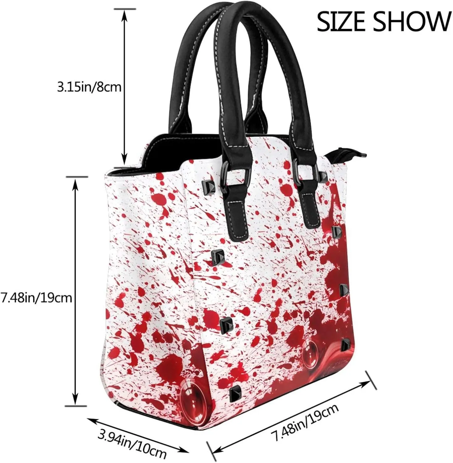DWomen's Pu Leather Handbag Rivet Shoulder Bag Fashion Studded Top Handle Satchel Crossbody Tote Bag Punk Bag Purse
