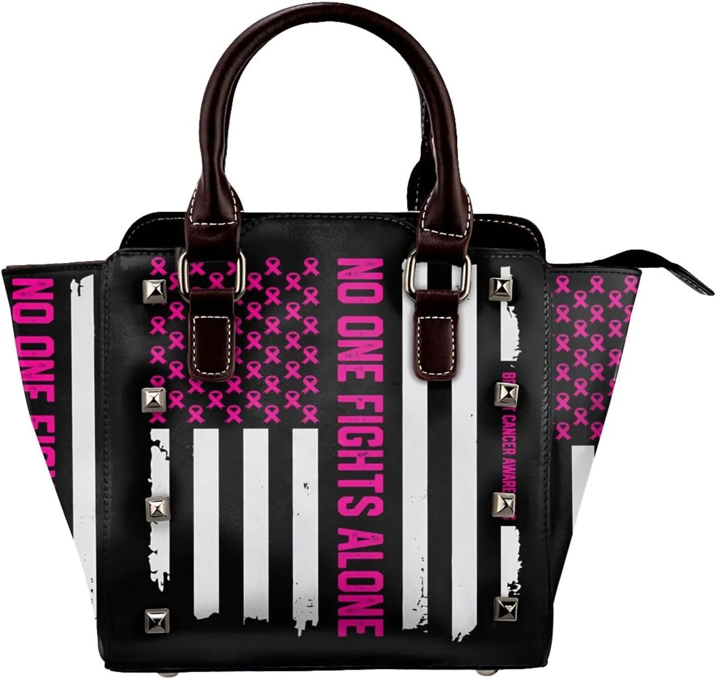 DWomen's Pu Leather Handbag Rivet Shoulder Bag Fashion Studded Top Handle Satchel Crossbody Tote Bag Punk Bag Purse