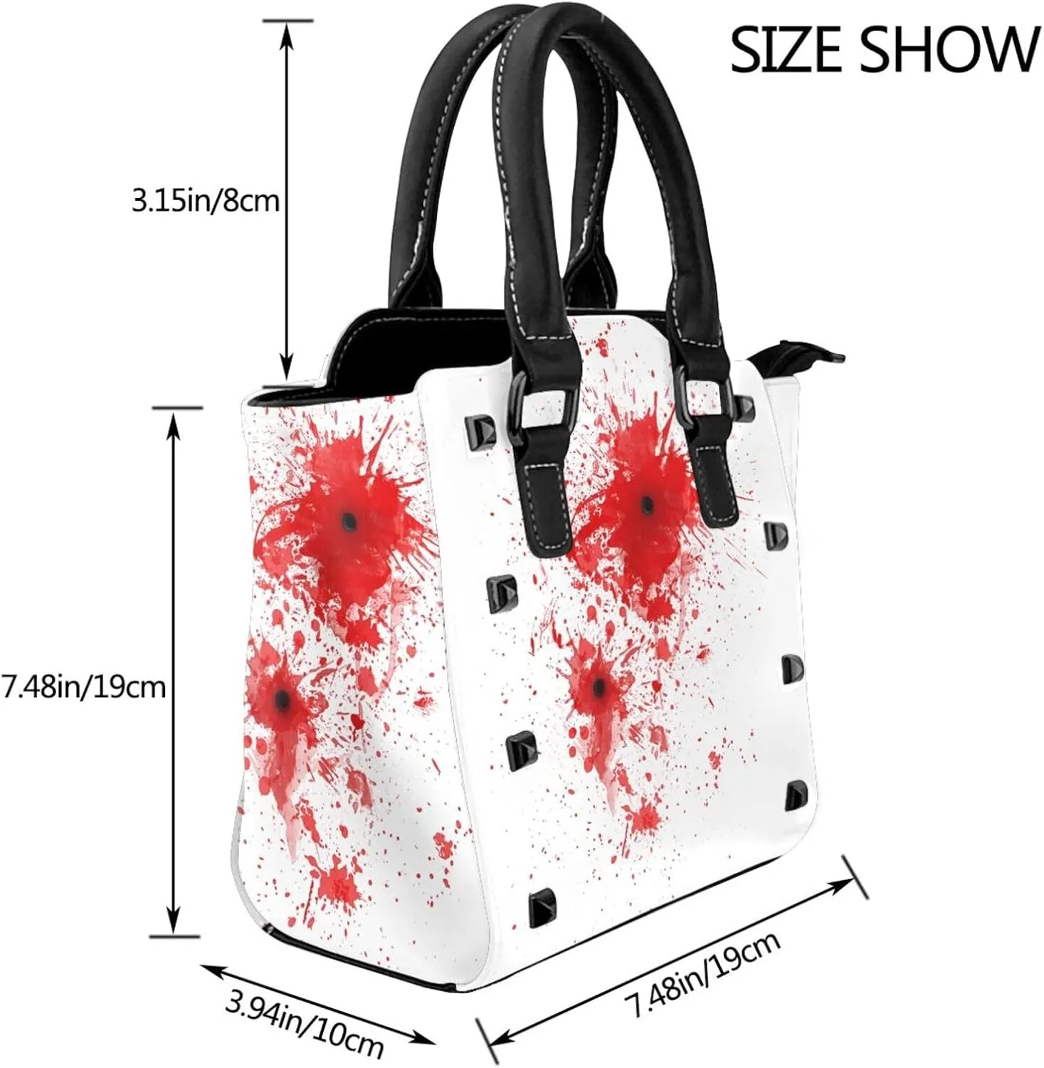 DWomen's Pu Leather Handbag Rivet Shoulder Bag Fashion Studded Top Handle Satchel Crossbody Tote Bag Punk Bag Purse