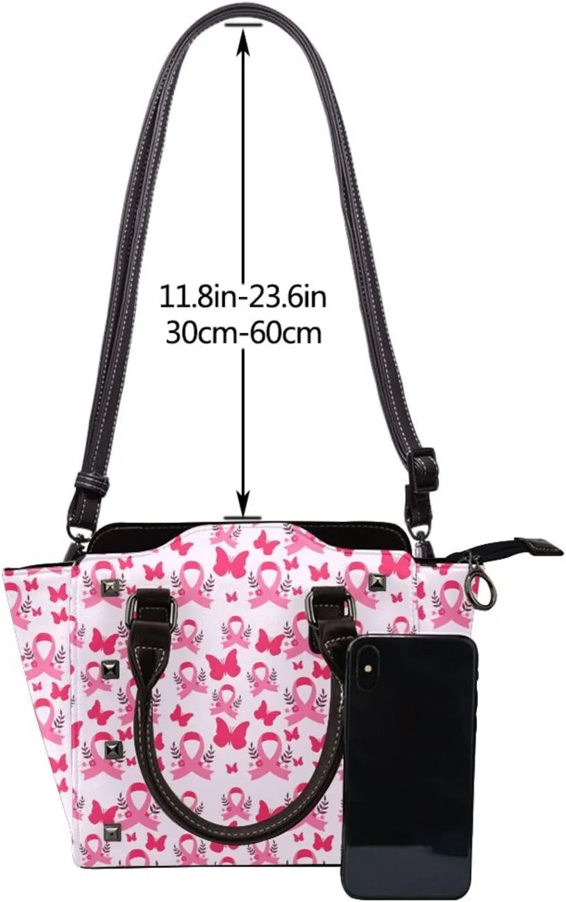 DWomen's Pu Leather Handbag Rivet Shoulder Bag Fashion Studded Top Handle Satchel Crossbody Tote Bag Punk Bag Purse