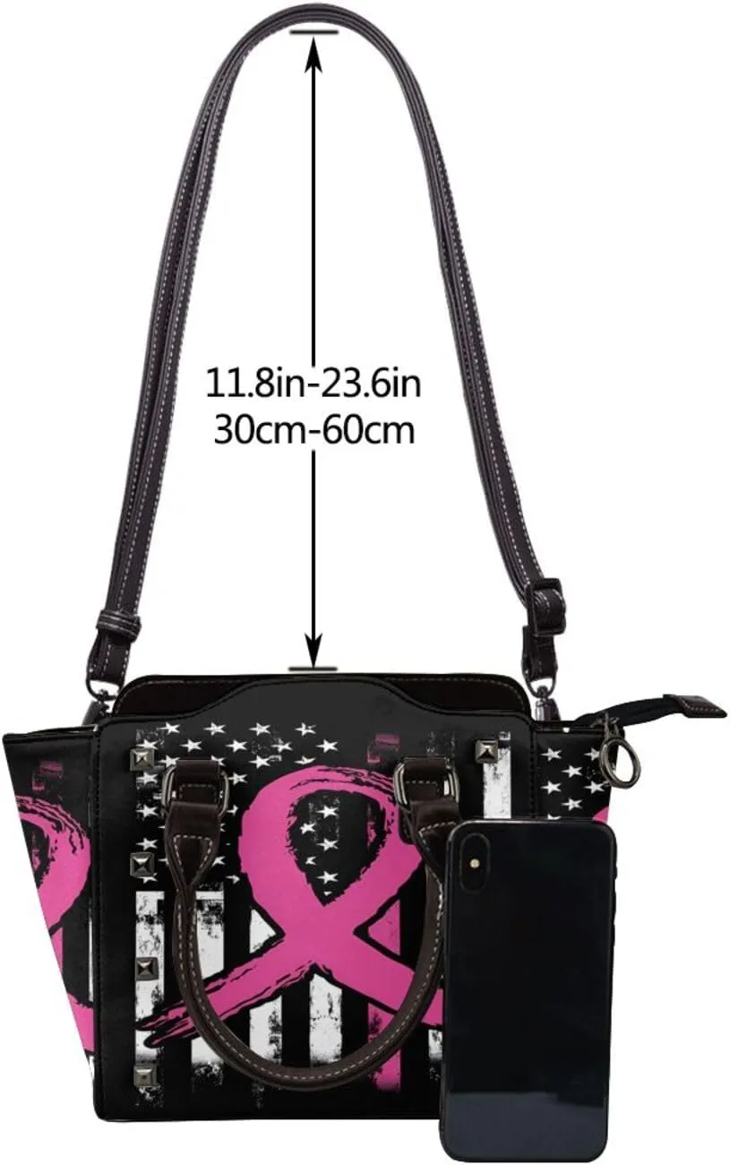 DWomen's Pu Leather Handbag Rivet Shoulder Bag Fashion Studded Top Handle Satchel Crossbody Tote Bag Punk Bag Purse