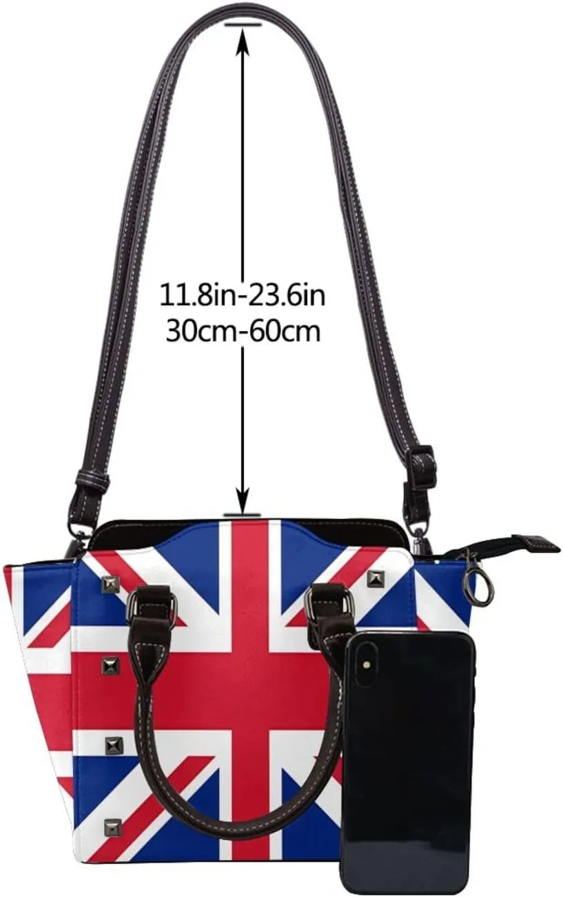 DWomen's Pu Leather Handbag Rivet Shoulder Bag Fashion Studded Top Handle Satchel Crossbody Tote Bag Punk Bag Purse