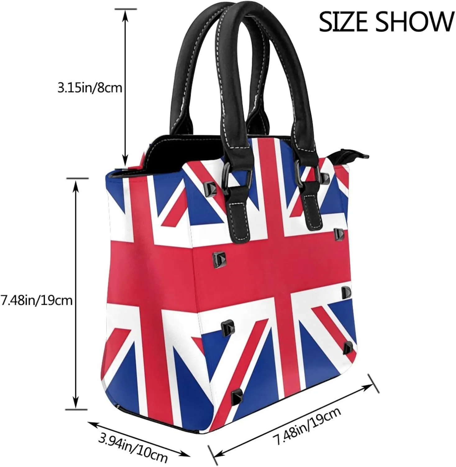 DWomen's Pu Leather Handbag Rivet Shoulder Bag Fashion Studded Top Handle Satchel Crossbody Tote Bag Punk Bag Purse