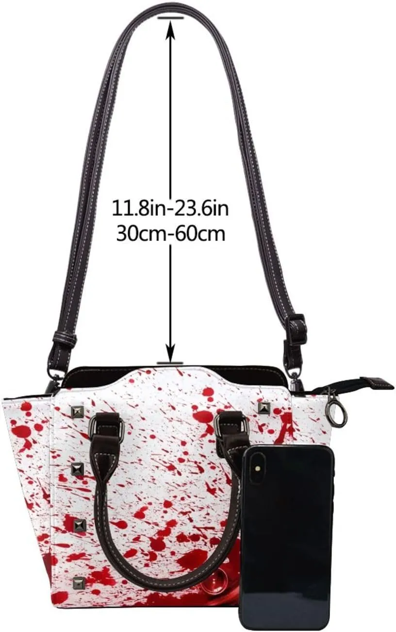 DWomen's Pu Leather Handbag Rivet Shoulder Bag Fashion Studded Top Handle Satchel Crossbody Tote Bag Punk Bag Purse