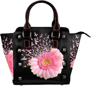DWomen's Pu Leather Handbag Rivet Shoulder Bag Fashion Studded Top Handle Satchel Crossbody Tote Bag Punk Bag Purse