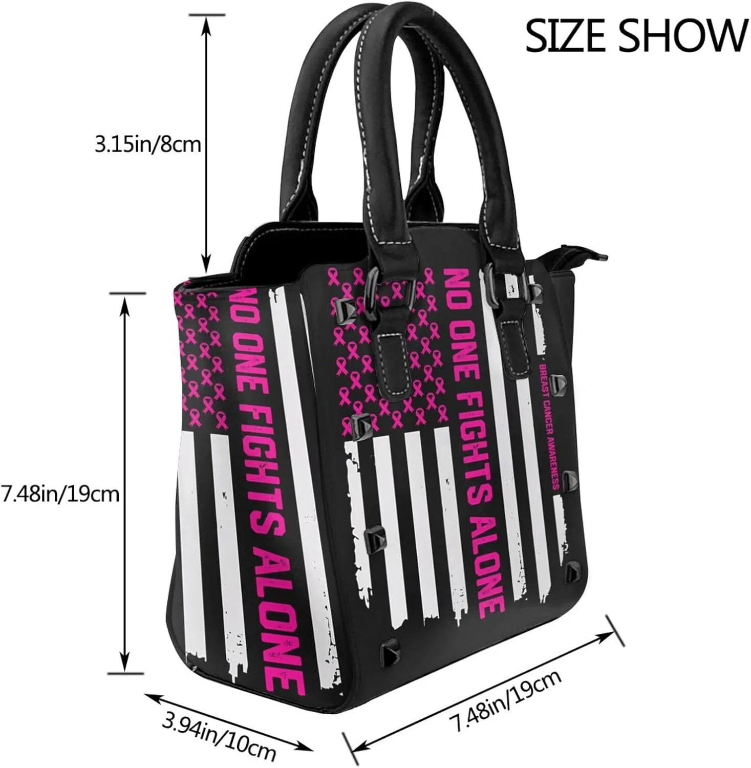 DWomen's Pu Leather Handbag Rivet Shoulder Bag Fashion Studded Top Handle Satchel Crossbody Tote Bag Punk Bag Purse