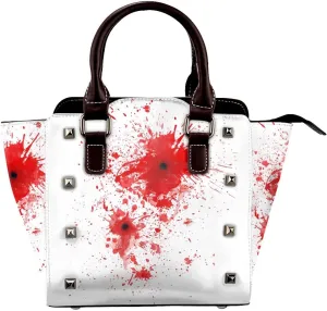 DWomen's Pu Leather Handbag Rivet Shoulder Bag Fashion Studded Top Handle Satchel Crossbody Tote Bag Punk Bag Purse
