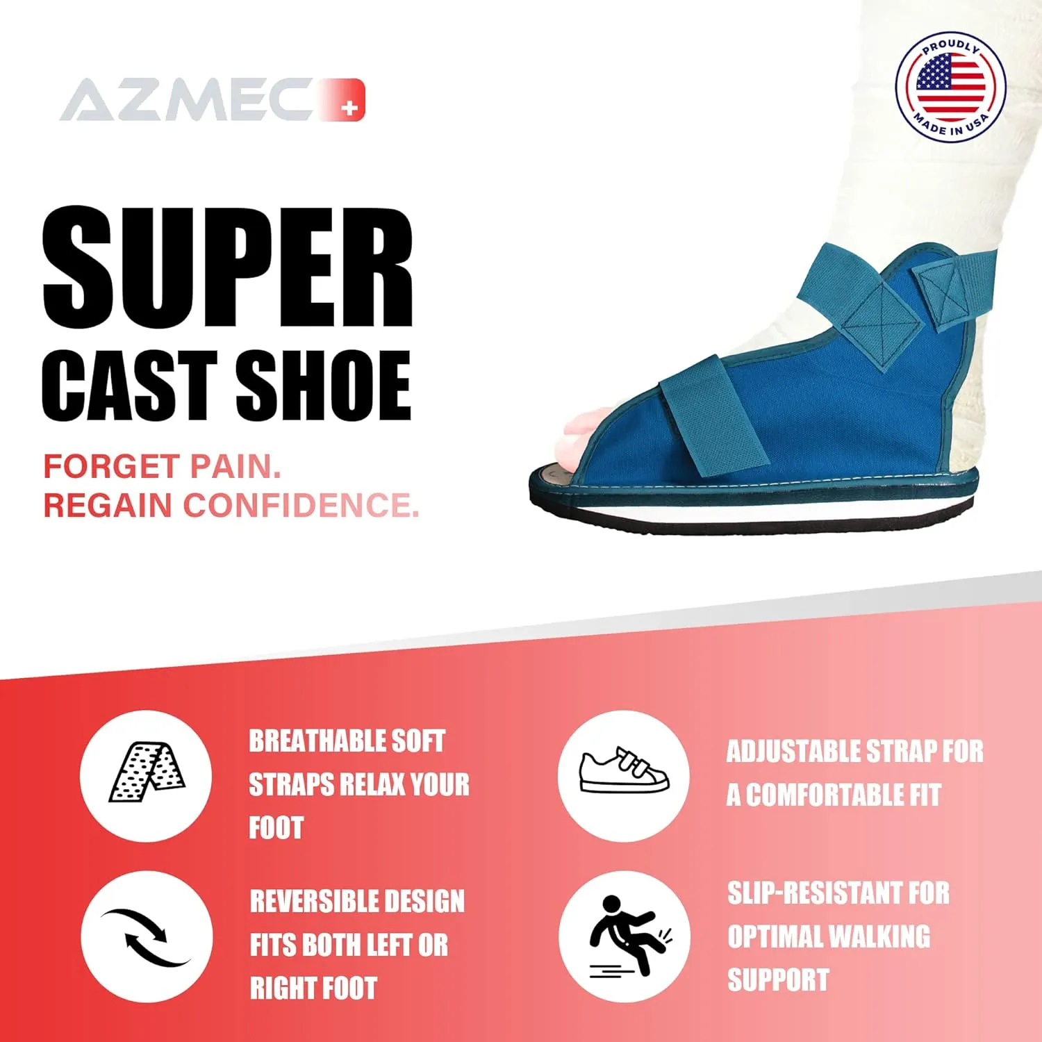 Economy Super Cast Shoes, Postoperative Cast Boot For Fracture Feet, Supports Surgical Foot Protection, Stables Ankle Joints Support Bunion Hammertoe Post Surgery Brace Foot (X-Large Shoe Size 12 1/4" L x 5 1/2" W)