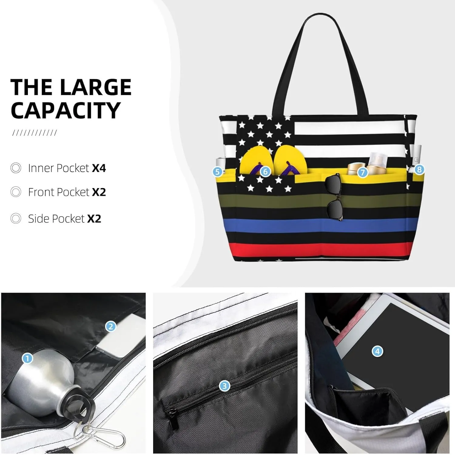 Ecuador Indigenous Flag Women Large Beach Bag Travel Weekender Foldable Tote Bag for Pool Beach Vacation Gym